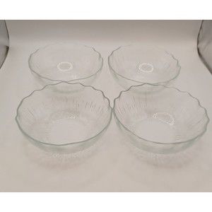 4 Vintage KIG Indonesian Clear Glass Embossed  Rain Drops .